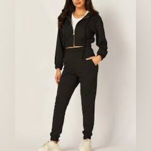 NWT- Love Poem Women's Black Jogger Pants and jacket Set Small